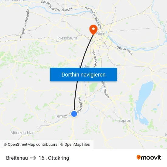 Breitenau to 16., Ottakring map