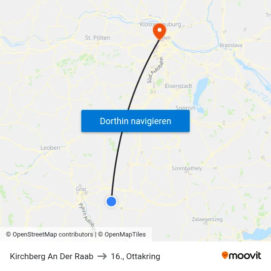 Kirchberg An Der Raab to 16., Ottakring map