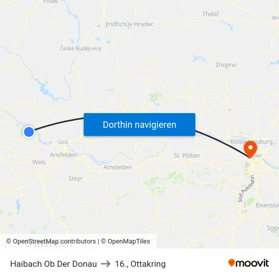 Haibach Ob Der Donau to 16., Ottakring map