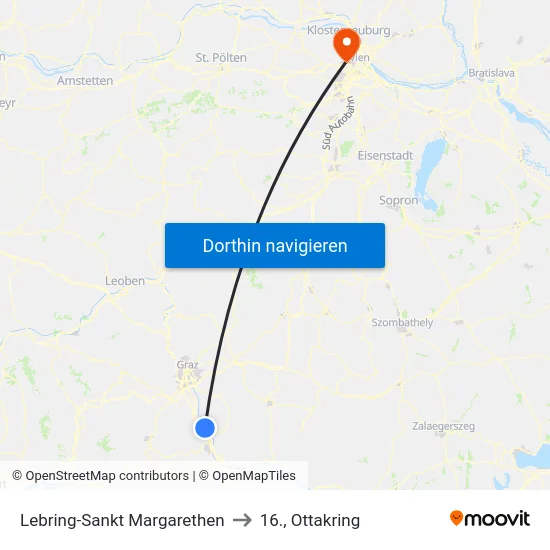 Lebring-Sankt Margarethen to 16., Ottakring map