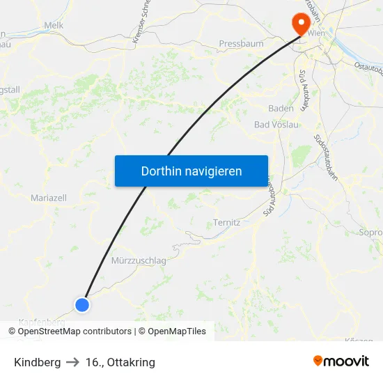 Kindberg to 16., Ottakring map