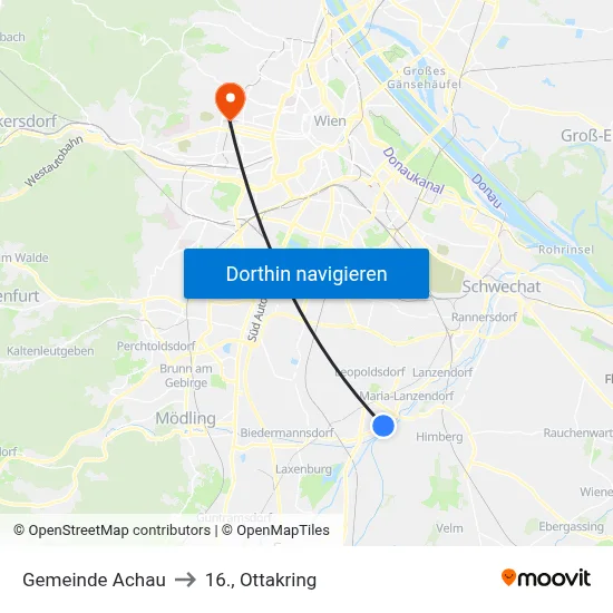 Gemeinde Achau to 16., Ottakring map
