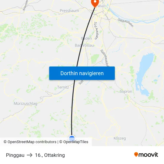 Pinggau to 16., Ottakring map