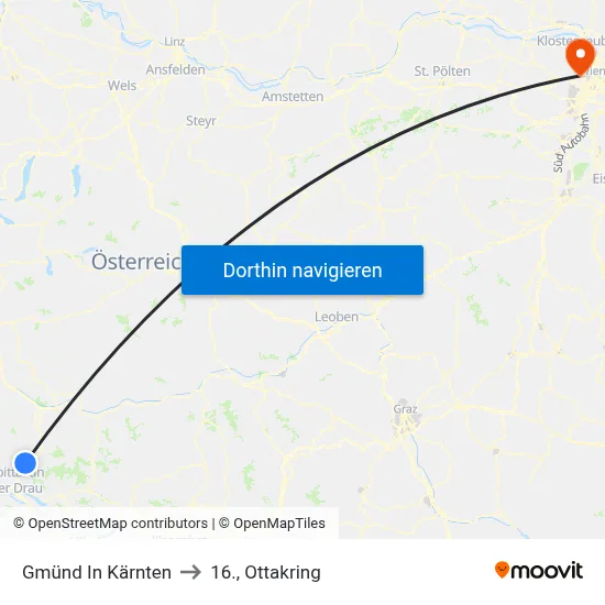 Gmünd In Kärnten to 16., Ottakring map