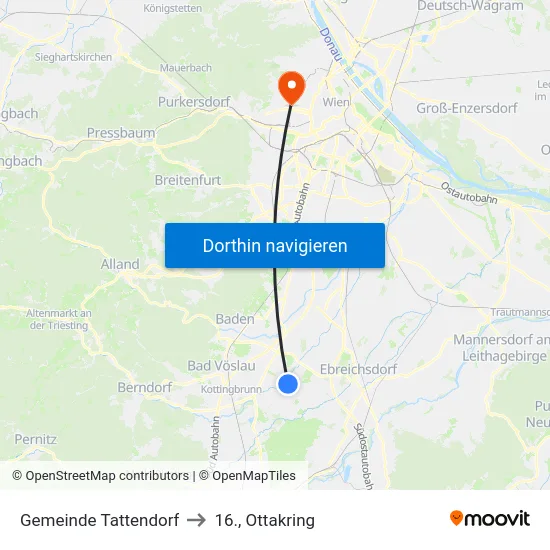 Gemeinde Tattendorf to 16., Ottakring map