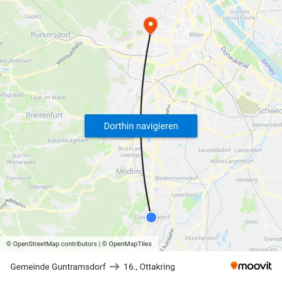 Gemeinde Guntramsdorf to 16., Ottakring map