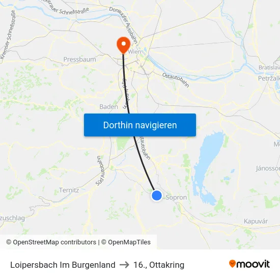 Loipersbach Im Burgenland to 16., Ottakring map