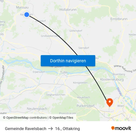 Gemeinde Ravelsbach to 16., Ottakring map