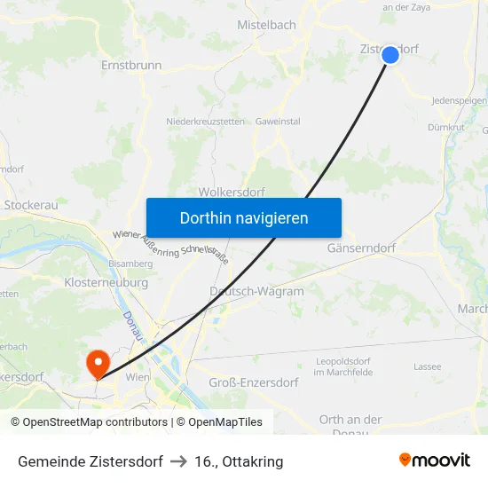 Gemeinde Zistersdorf to 16., Ottakring map