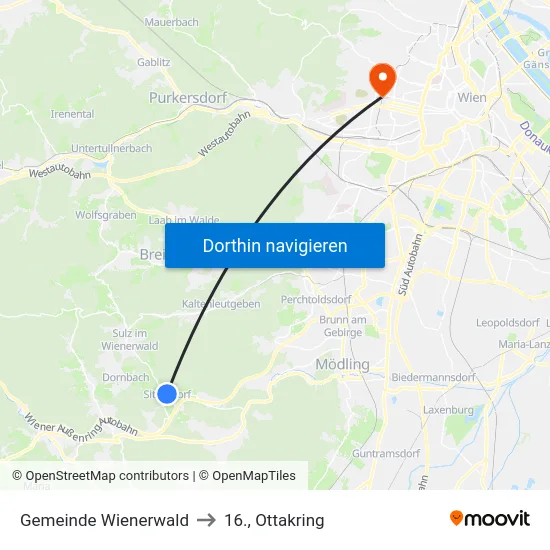 Gemeinde Wienerwald to 16., Ottakring map