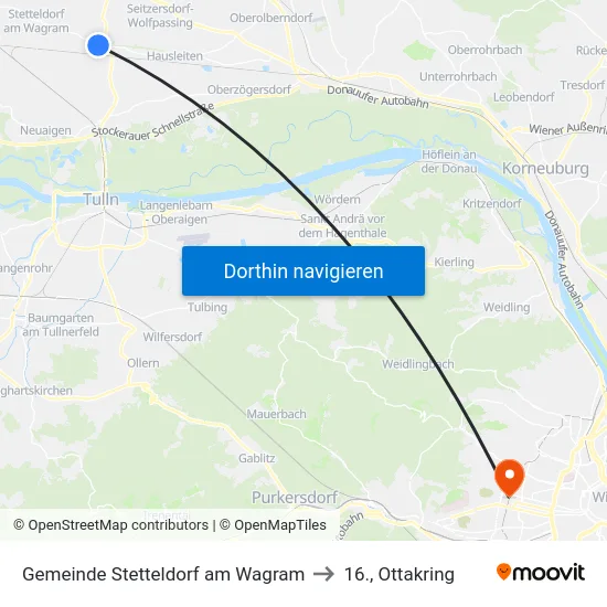 Gemeinde Stetteldorf am Wagram to 16., Ottakring map