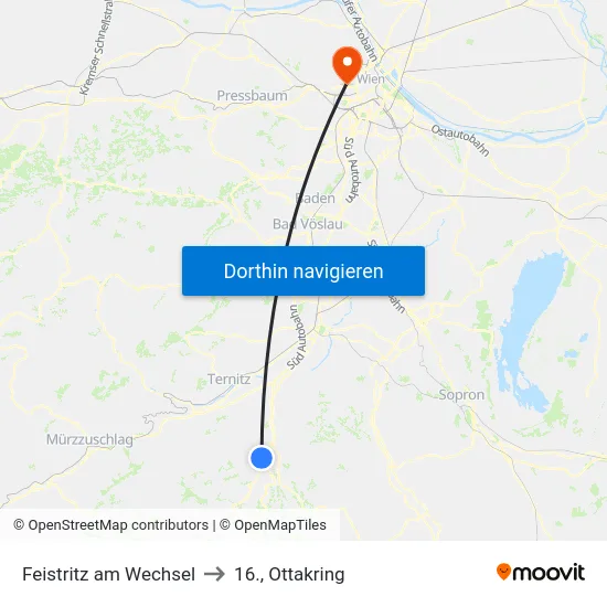 Feistritz am Wechsel to 16., Ottakring map