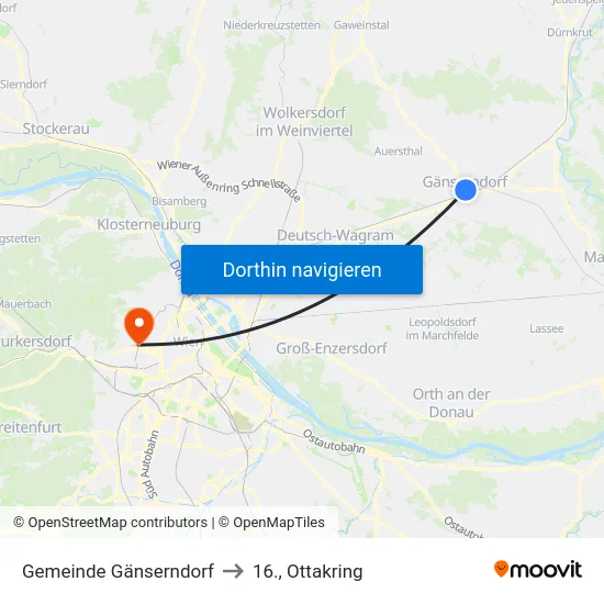 Gemeinde Gänserndorf to 16., Ottakring map