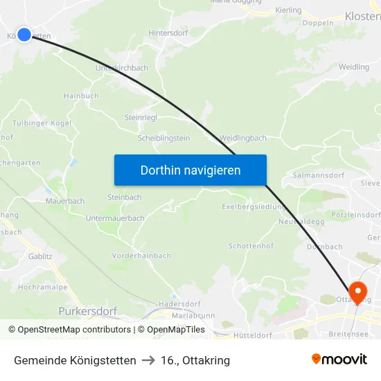 Gemeinde Königstetten to 16., Ottakring map