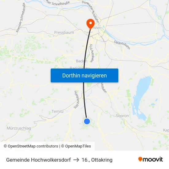 Gemeinde Hochwolkersdorf to 16., Ottakring map