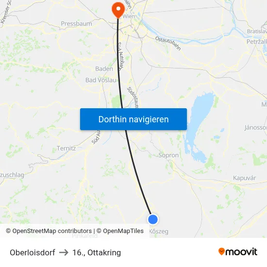 Oberloisdorf to 16., Ottakring map