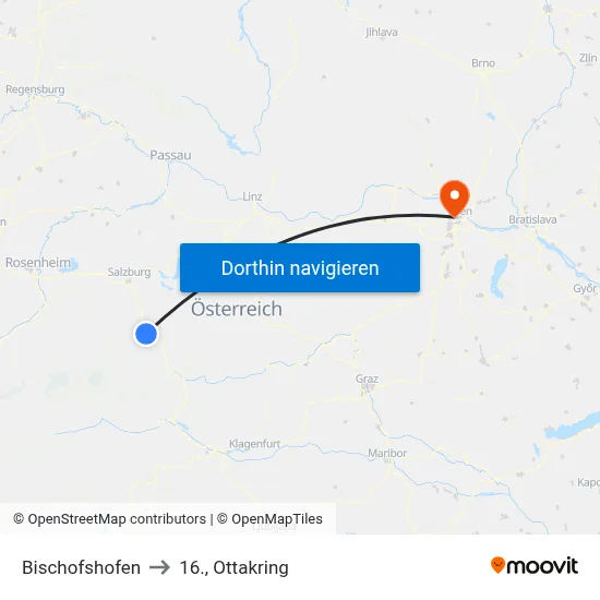 Bischofshofen to 16., Ottakring map