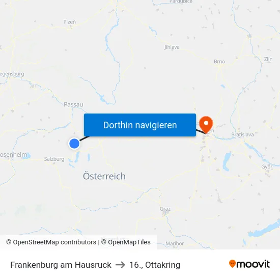 Frankenburg am Hausruck to 16., Ottakring map