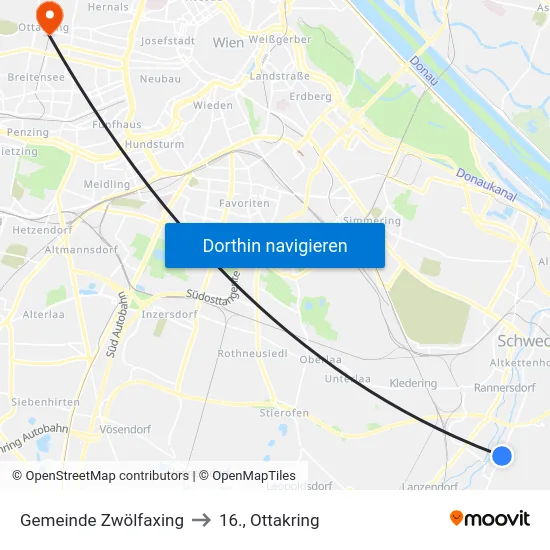 Gemeinde Zwölfaxing to 16., Ottakring map
