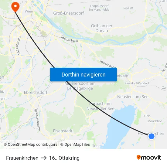Frauenkirchen to 16., Ottakring map