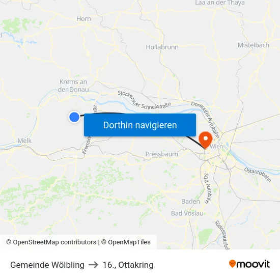 Gemeinde Wölbling to 16., Ottakring map