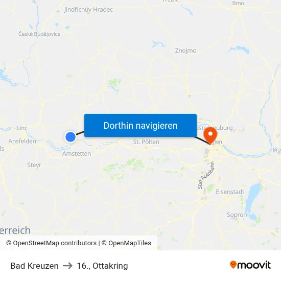Bad Kreuzen to 16., Ottakring map