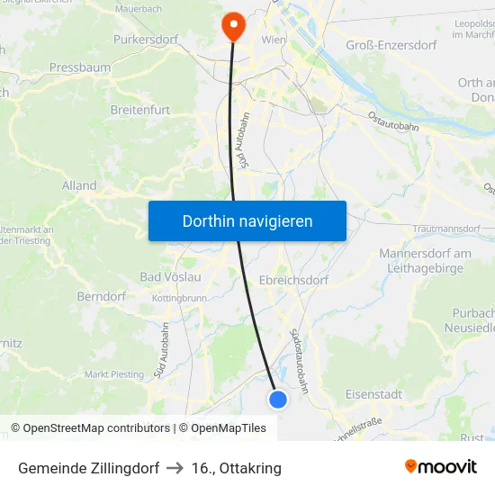 Gemeinde Zillingdorf to 16., Ottakring map
