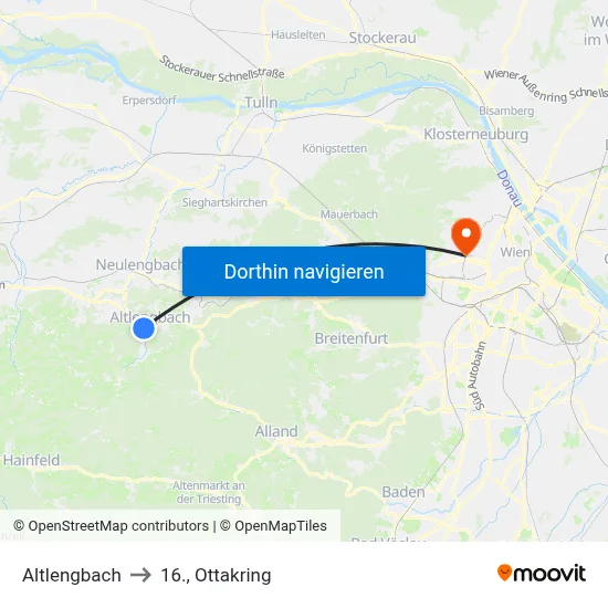 Altlengbach to 16., Ottakring map