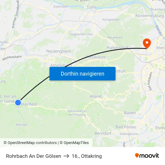 Rohrbach An Der Gölsen to 16., Ottakring map