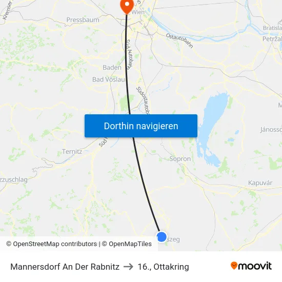 Mannersdorf An Der Rabnitz to 16., Ottakring map