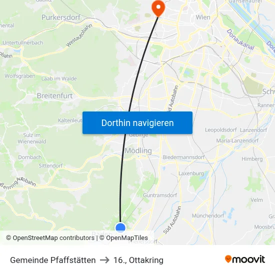 Gemeinde Pfaffstätten to 16., Ottakring map