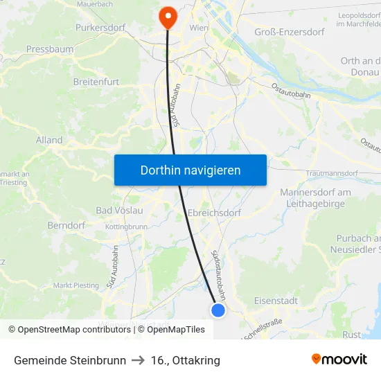 Gemeinde Steinbrunn to 16., Ottakring map