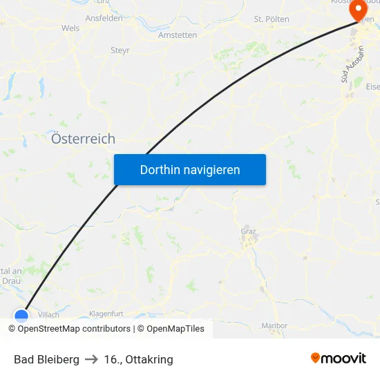 Bad Bleiberg to 16., Ottakring map