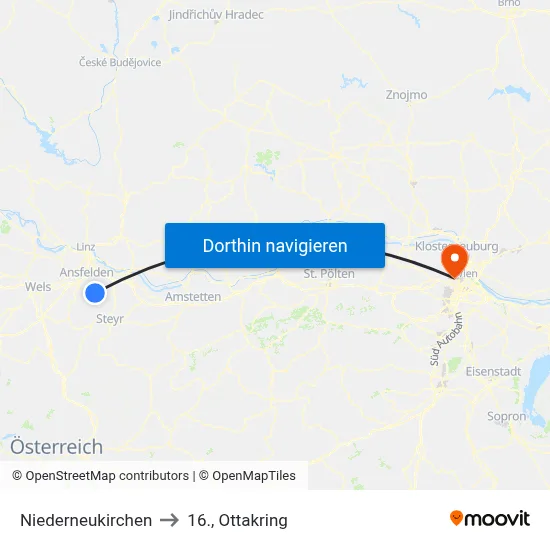 Niederneukirchen to 16., Ottakring map