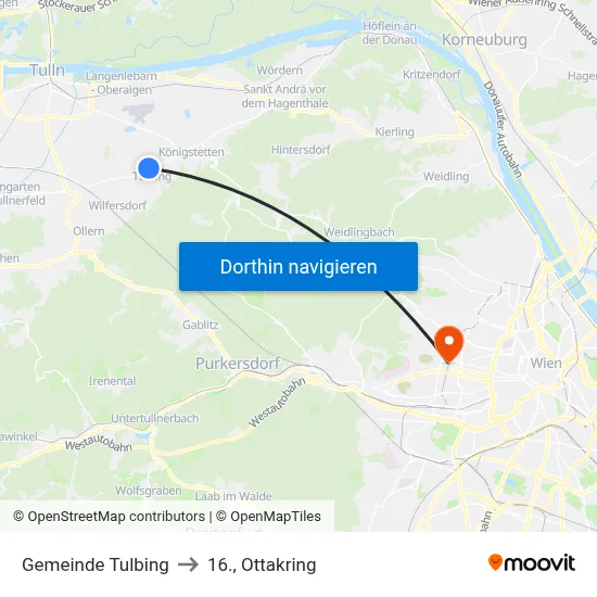 Gemeinde Tulbing to 16., Ottakring map