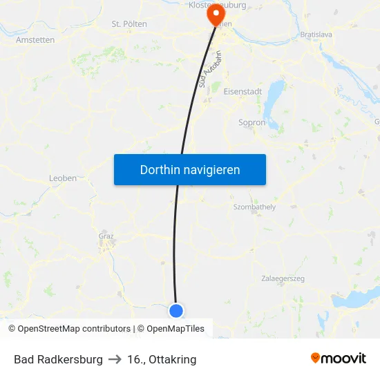 Bad Radkersburg to 16., Ottakring map
