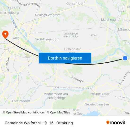 Gemeinde Wolfsthal to 16., Ottakring map