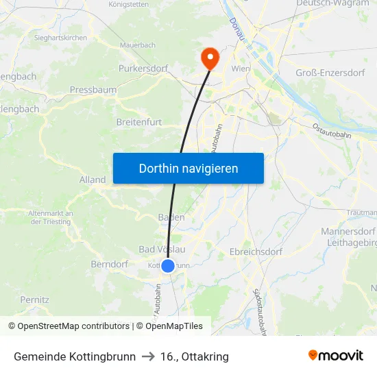 Gemeinde Kottingbrunn to 16., Ottakring map