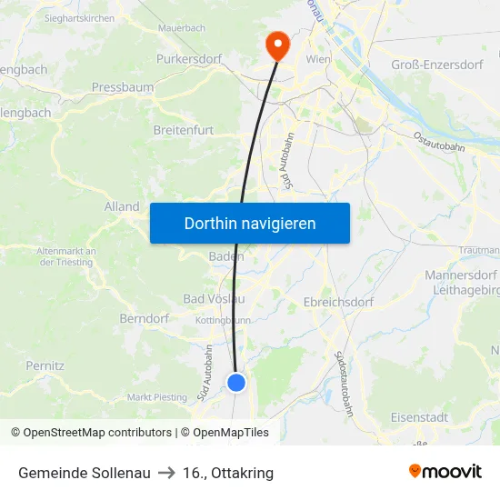 Gemeinde Sollenau to 16., Ottakring map