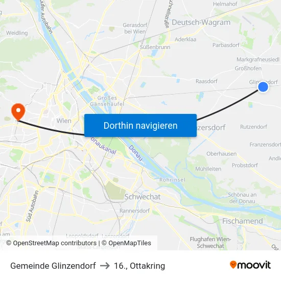 Gemeinde Glinzendorf to 16., Ottakring map