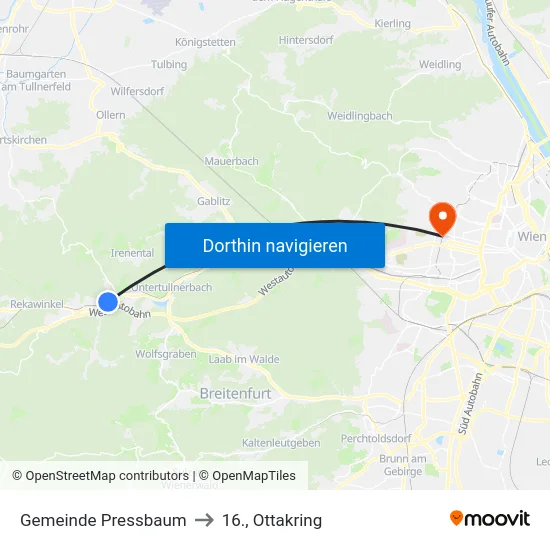 Gemeinde Pressbaum to 16., Ottakring map