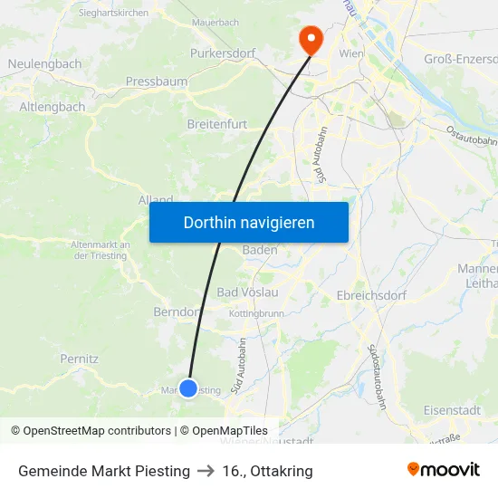 Gemeinde Markt Piesting to 16., Ottakring map