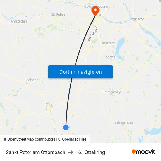 Sankt Peter am Ottersbach to 16., Ottakring map