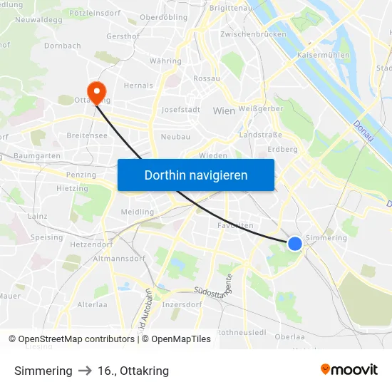 Simmering to 16., Ottakring map
