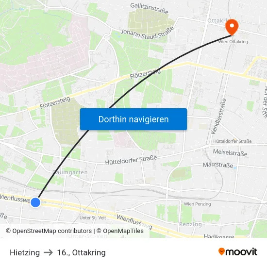 Hietzing to 16., Ottakring map