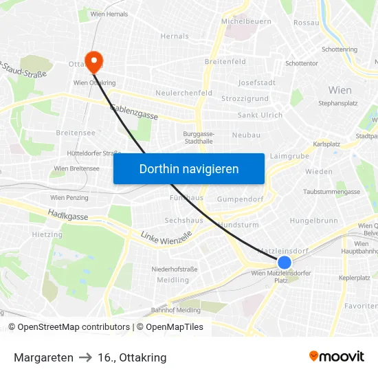 Margareten to 16., Ottakring map