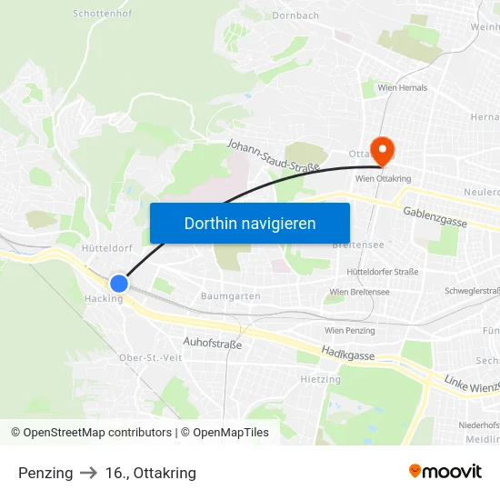 Penzing to 16., Ottakring map