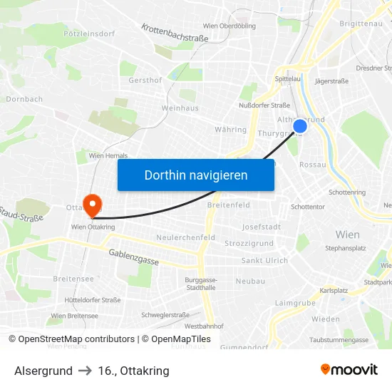 Alsergrund to 16., Ottakring map