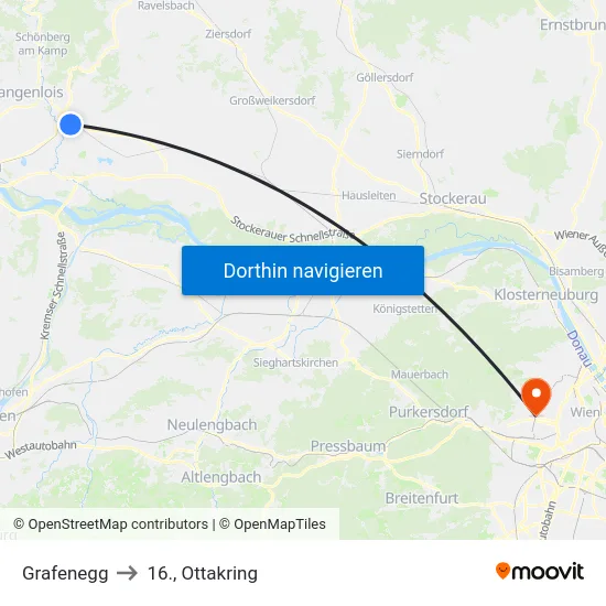Grafenegg to 16., Ottakring map
