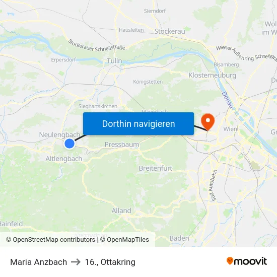 Maria Anzbach to 16., Ottakring map